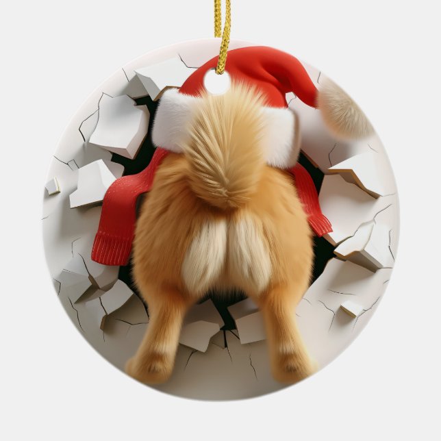 Adorable Dog Ornament – Puppy Face Front & Tail  (Front)