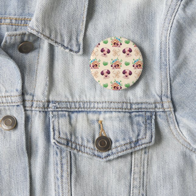 Adorable Dog Pattern  2 Inch Round Button (In Situ)
