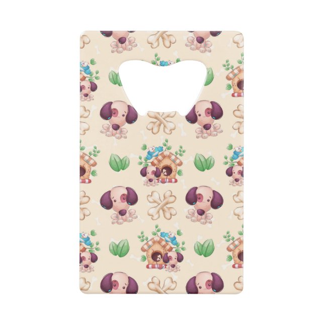 Adorable Dog Pattern  Credit Card Bottle Opener (Front)