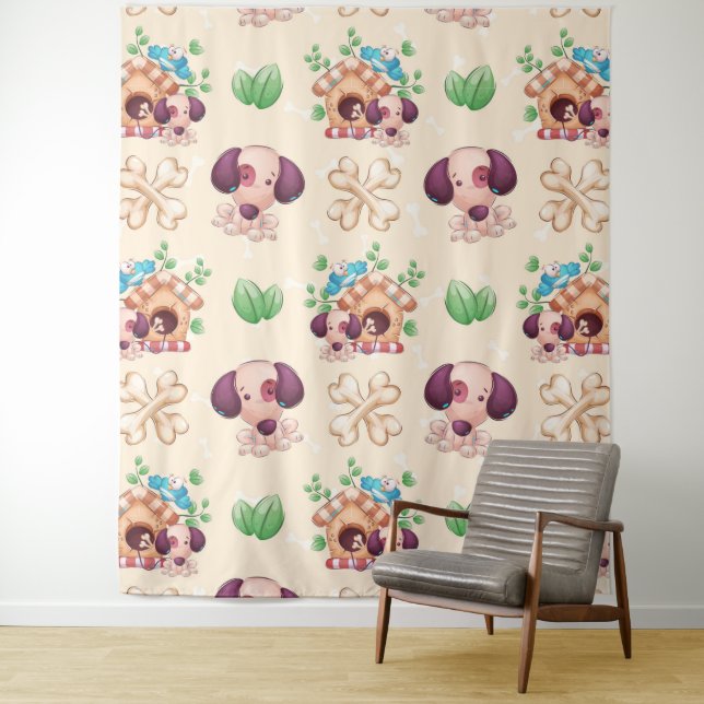 Adorable Dog Pattern  Tapestry (In Situ)