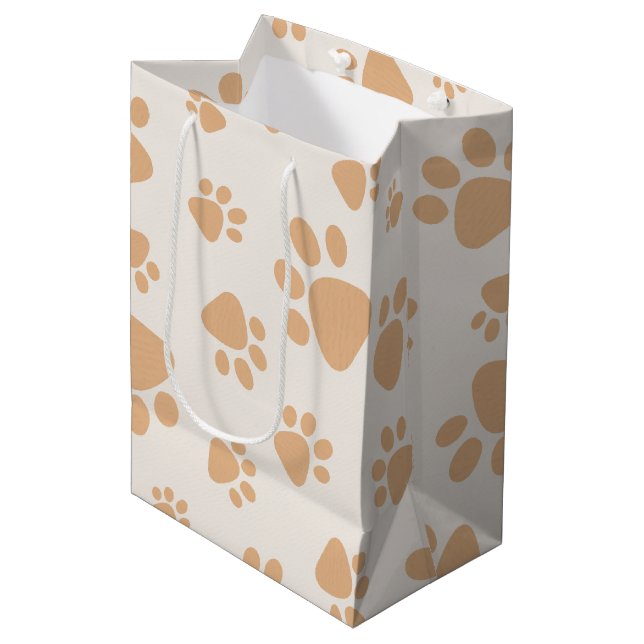 Adorable Dog Paw Print Medium Gift Bag (Front Angled)