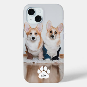 Adorable Dog Photo White Paw Print iPhone 15 Case