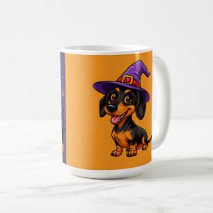 Adorable Dog Wearing Purple Wizard Hat Coffee Mug