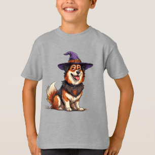 Adorable Dog Wearing Purple Wizard Hat T-Shirt