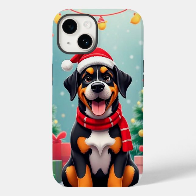 Adorable Dog Wearing Santa Hat Case-Mate iPhone Case (Back)