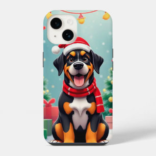Adorable Dog Wearing Santa Hat iPhone 14 Case