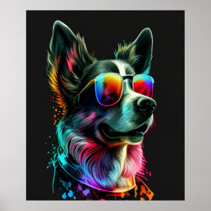 adorable dog with sunglasses  poster