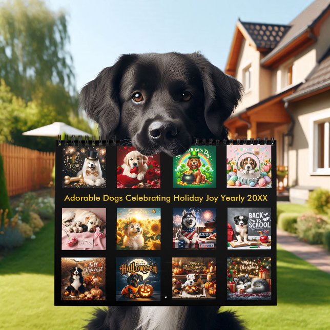 Adorable Dogs Celebrating Holiday Joy Yearly 20XX  Calendar (Creator Uploaded)