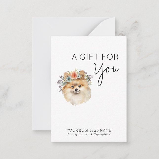 Adorable dogs flower watercolor grooming gift card (Front)