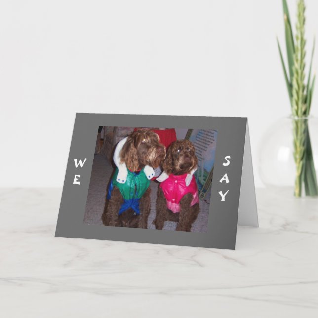 ADORABLE DOGS SAY ARF ARF(MERRY CHRISTMAS) HOLIDAY CARD (Front)