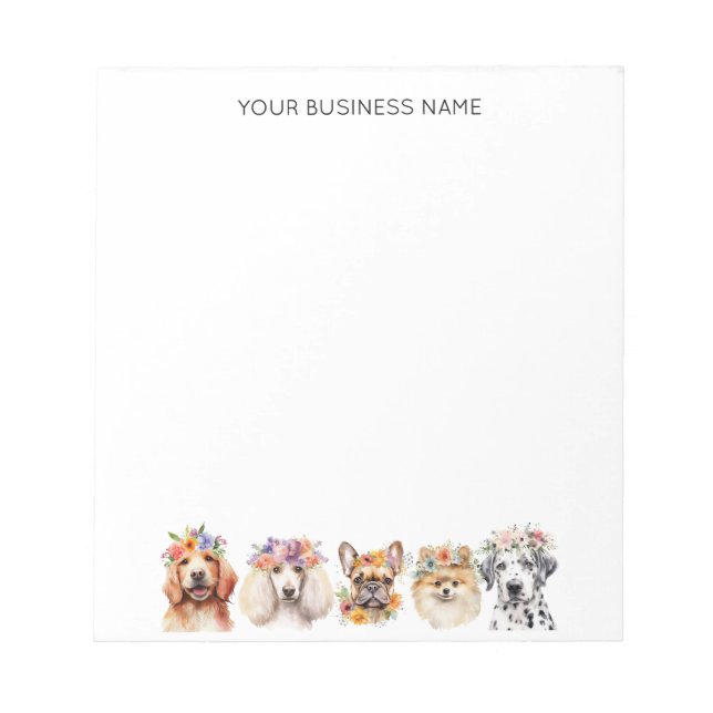 Adorable dogs with flower crown, watercolor notepad (Front)