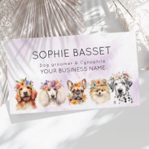Adorable dogs with flower crown, watercolor purple