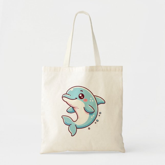 Adorable Dolphin Tote Bag – Ocean-Inspired Reusabl (Front)