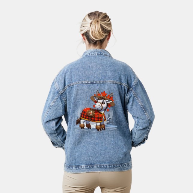 Adorable Donkey Canadian Autumn Denim Jacket (Model)