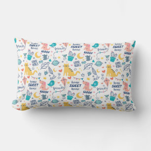 Adorable Doodle Animals Lumbar Pillow
