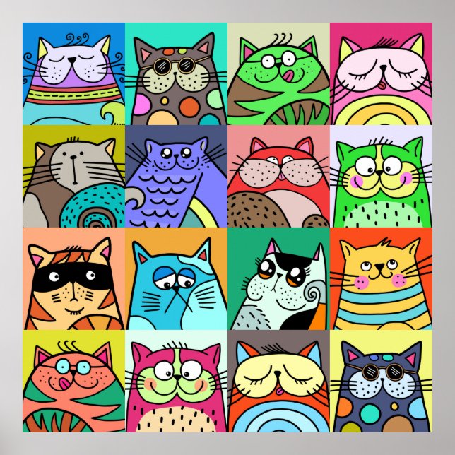 Adorable Doodle Pet Cat Community Poster (Front)