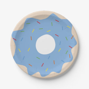 Adorable Doughnut (Blue) Paper Plate