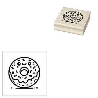 Adorable Doughnut  Rubber Stamp