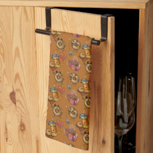 Adorable Doughnuts and Tea  Kitchen Towel