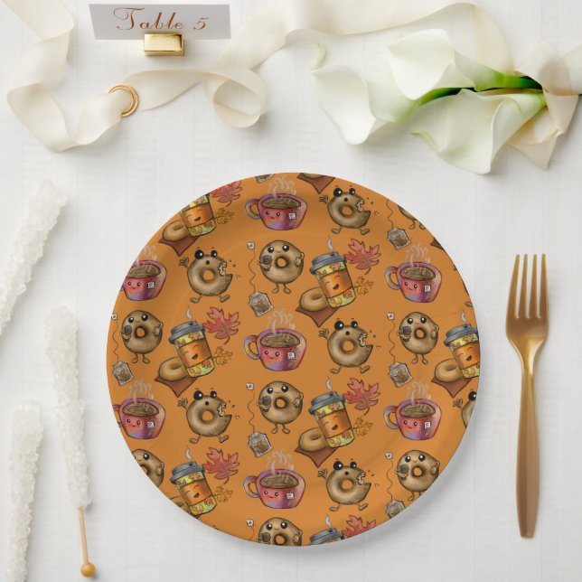 Adorable Doughnuts and Tea Paper Plate (Wedding)