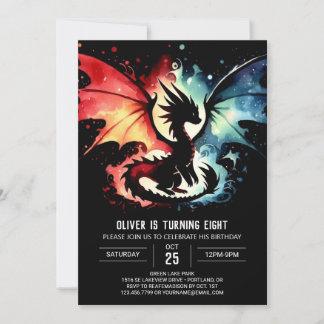 Adorable Dragon Birthday Printable Invitation
