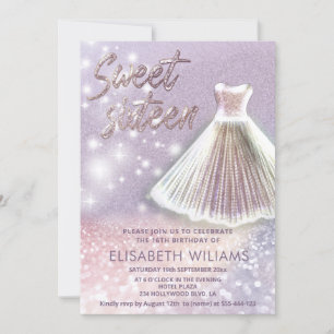 Adorable dress charming sparkling glittery ombre i invitation