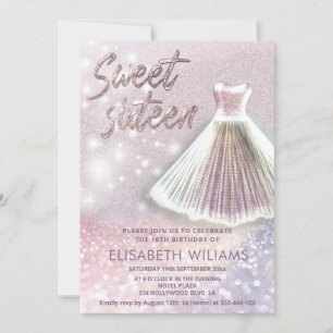 Adorable dress charming sparkling glittery ombre i invitation