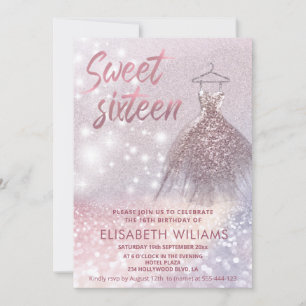 Adorable dress charming sparkling glittery ombre invitation