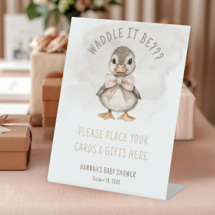 Adorable Duckling Waddle It Be Baby Shower Gift Pedestal Sign