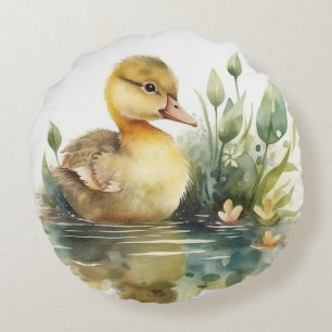 Adorable Ducklings Baby Ducks  Round Pillow