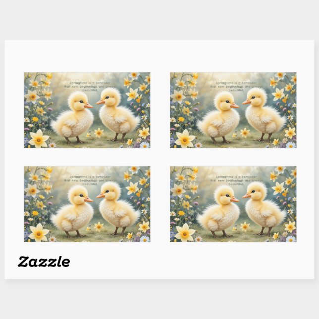 Adorable Ducklings in Spring Daffodils   Sticker (Sheet)