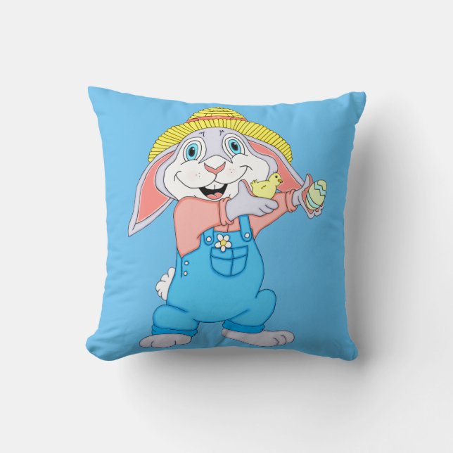 Adorable Easter Boy Bunny Throw Pillow (Front)