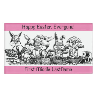 Adorable Easter Bunnies Large Rectangle Name Tag