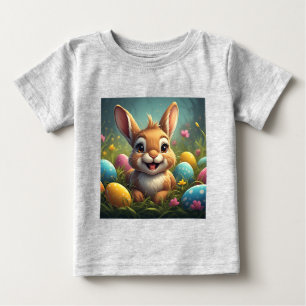 Adorable Easter Bunny Among Colourful Eggs Baby T-Shirt
