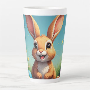 Adorable Easter Bunny Among Colourful Eggs Latte Mug