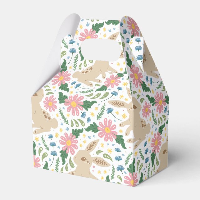  adorable Easter Bunny & Eggs Pattern Favor Box (Front Side)