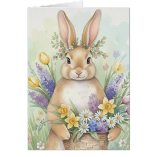 Adorable Easter bunny floral card