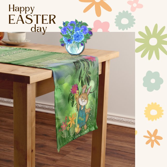 Adorable Easter Bunny Illustration Medium Table Runner (Adorable Easter Bunny Illustration Medium Table Runner (Front )