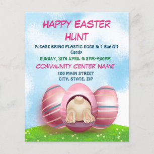 Adorable Easter Bunny With Pink Stripes Egg Easter Flyer