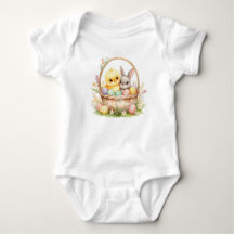 Adorable Easter Chick Bunny Watercolor Pastel Baby