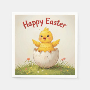 Adorable Easter Chick in Egg Cute Happy Easter  Napkin