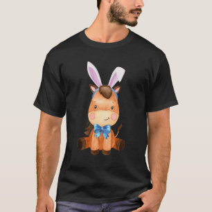Adorable Easter Horse Bunny Ears Horse Bow Tie Gir T-Shirt