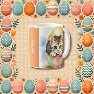 Adorable Easter Kitten in Colourful Egg Coffee Mug
