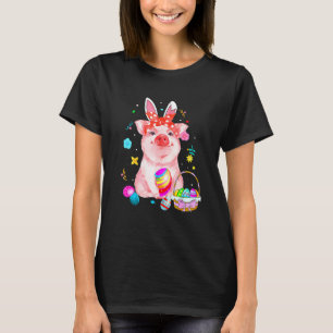 Adorable Easter Pig With Easter Bunny Ears Easter T-Shirt