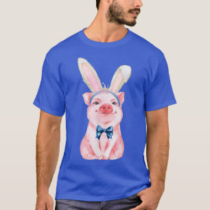 Adorable Easter Pig with Easter Bunny Ears  Easter T-Shirt