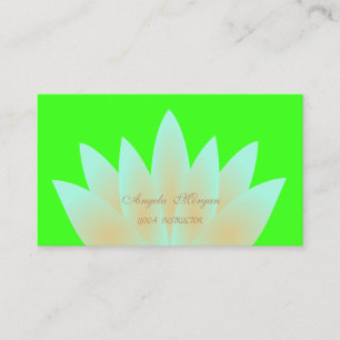 Adorable Elegant Lotus Flower Neon Green Business Card