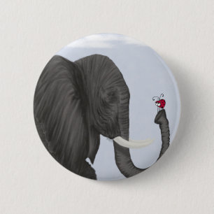 Adorable Elephant and Cute Ladybug 2 Inch Round Button