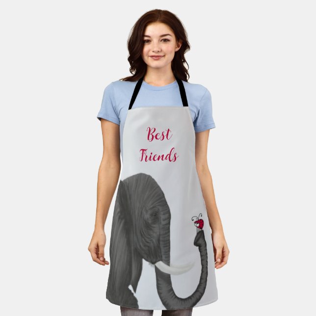 Adorable Elephant And Cute Ladybug Apron (Worn)