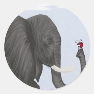 Adorable Elephant and Cute Ladybug Classic Round Sticker