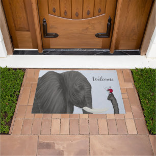 Adorable Elephant and Cute Ladybug Doormat